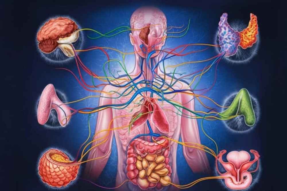Image shows the different organs with hormonal function by the Endocrinologist in Lake Town