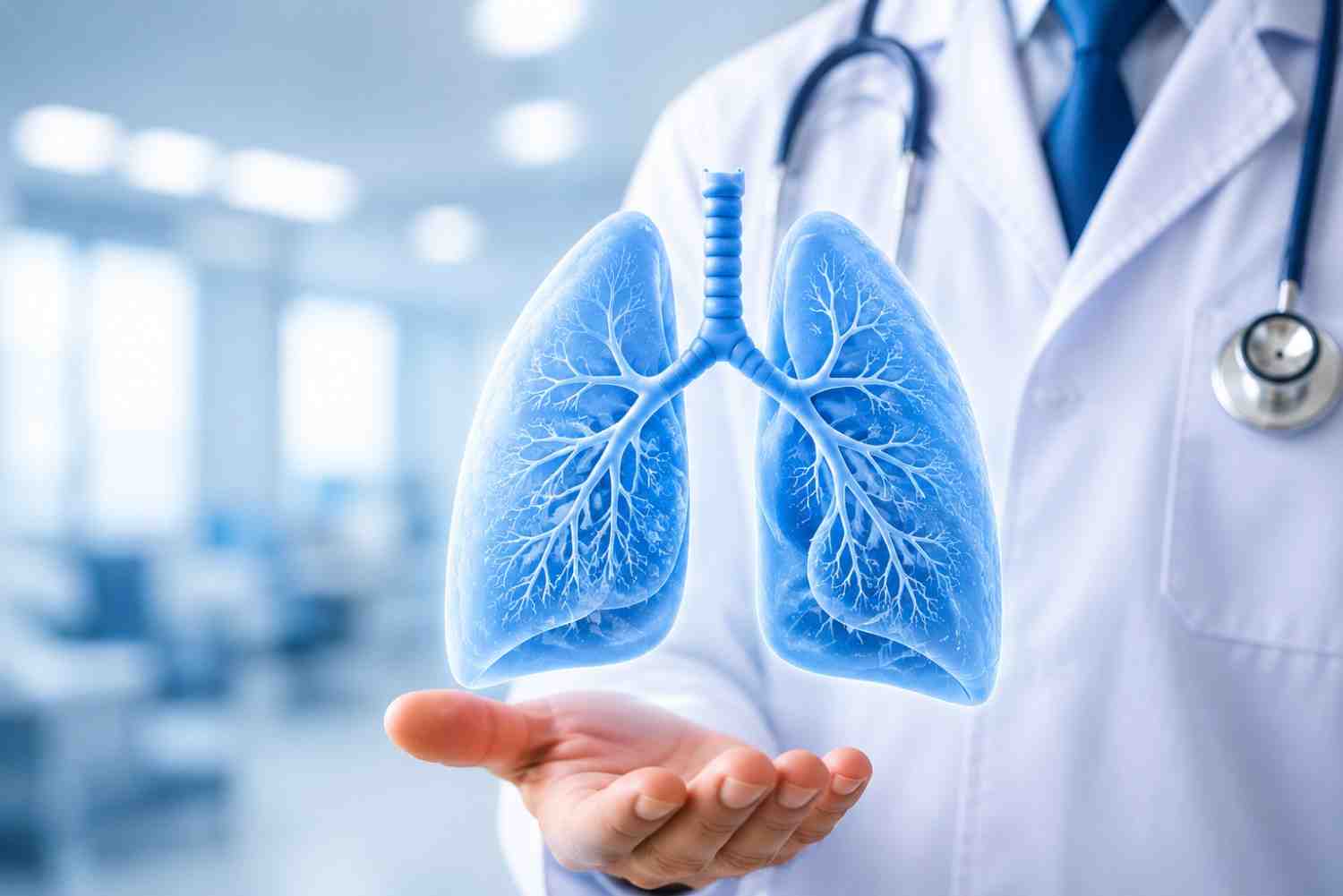 A 3D image of lungs is holded by the Best Pulmonologist in Lake Town