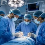 Three General Surgeon in Lake Town are performing Operation