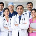 few doctors and nurses of the Multispeciality Hospital in Lake Town are standing together